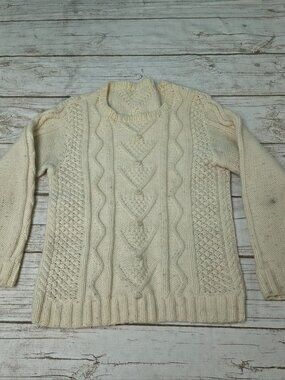 Cream Fisherman Style Heavy Crew neck Sweater